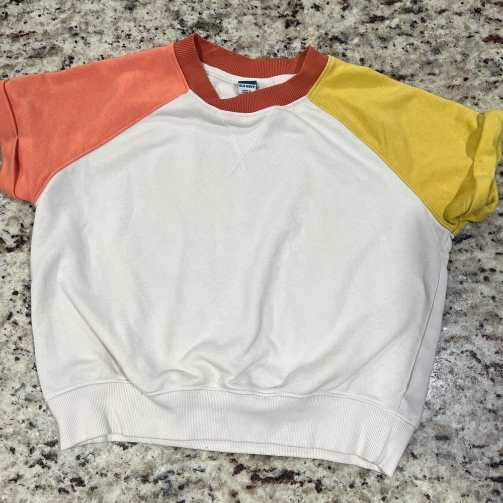 Old Navy SS Sweatshirt with Orange and Yellow Sleeves